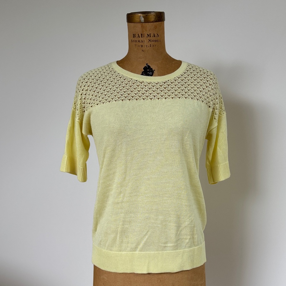 Banana Republic Light Yellow Crochet Knit Top